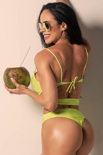 Macacão Hipkini Sun Beach Amarelo Fluor Rendas e recortes
