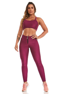 cajubrasil purple delirium top and leggings with zipper 