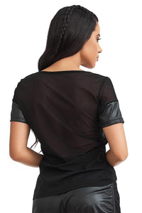 leather look t-shirts, mesh t-shirt