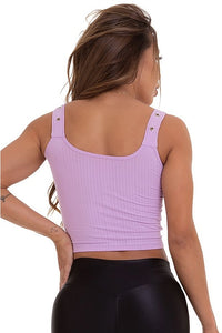 purple crop top with belter straps