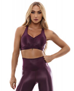 shiny purple top, bombshell sportswear